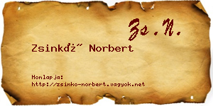 Zsinkó Norbert névjegykártya